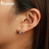 925 Silver Zircon Ear Buckles Women Fine Jewelry Wedding Stud Earrings