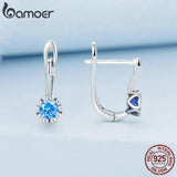 925 Silver Zircon Ear Buckles Women Fine Jewelry Wedding Stud Earrings