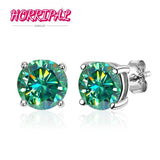 Green Moissanite Earring 4 Prongs Classic Lab Grown Diamond with 925 Sliver