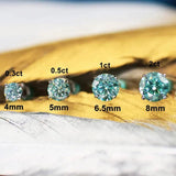 Green Moissanite Earring 4 Prongs Classic Lab Grown Diamond with 925 Sliver