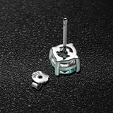Green Moissanite Earring 4 Prongs Classic Lab Grown Diamond with 925 Sliver