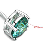 Green Moissanite Earring 4 Prongs Classic Lab Grown Diamond with 925 Sliver