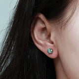 Green Moissanite Earring 4 Prongs Classic Lab Grown Diamond with 925 Sliver