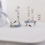 Labradorite Huggie Earrings 925 Silver C-Shaped Hoops