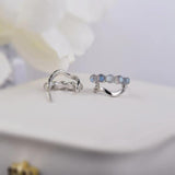 Labradorite Huggie Earrings 925 Silver C-Shaped Hoops