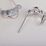 Labradorite Huggie Earrings 925 Silver C-Shaped Hoops