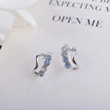 Labradorite Huggie Earrings 925 Silver C-Shaped Hoops