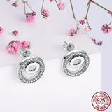925 Silver Double Circle Zircon Ear Studs Engagement Jewelry