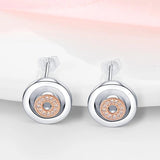 925 Silver Double Circle Zircon Ear Studs Engagement Jewelry