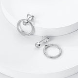925 Silver Double Circle Zircon Ear Studs Engagement Jewelry