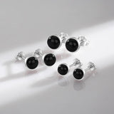 Agate Stud Earrings 925 Silver Platinum Plated Hypoallergenic