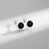 Agate Stud Earrings 925 Silver Platinum Plated Hypoallergenic