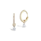 925 Silver Zircon Charms Earrings Crystal Circle Pave Delicate