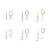 925 Silver Zircon Charms Earrings Crystal Circle Pave Delicate