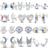 925 Silver Stud Earring CZ Zircon Women DIY Jewelry Gift