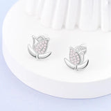 925 Silver Stud Earring CZ Zircon Women DIY Jewelry Gift