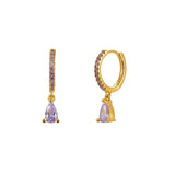 925 Silver Purple CZ Series Stud Earrings Crystal Flower Ear Stud Jewelry