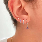 925 Silver Purple CZ Series Stud Earrings Crystal Flower Ear Stud Jewelry