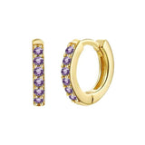 925 Silver Purple CZ Series Stud Earrings Crystal Flower Ear Stud Jewelry