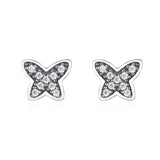 925 Sterling Silver Butterfly Zircon Stud Earrings for Women