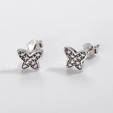 925 Sterling Silver Butterfly Zircon Stud Earrings for Women