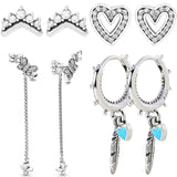 925 Silver Butterfly & Feather Earring Set for Women