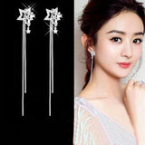 925 Silver Star Stud Earrings Clear Zircon Wedding Jewelry