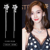 925 Silver Star Stud Earrings Clear Zircon Wedding Jewelry