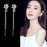 925 Silver Star Stud Earrings Clear Zircon Wedding Jewelry