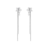 925 Silver Star Stud Earrings Clear Zircon Wedding Jewelry