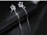 925 Silver Star Stud Earrings Clear Zircon Wedding Jewelry