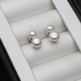 925 Silver Double Pink Pearl Stud Earrings Wedding Jewelry