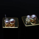 925 Silver Double Pink Pearl Stud Earrings Wedding Jewelry