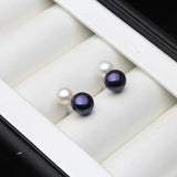 925 Silver Double Pink Pearl Stud Earrings Wedding Jewelry
