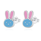 925 Silver Rabbit Charm Stud Earrings For Girls Birthday Gift