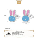 925 Silver Rabbit Charm Stud Earrings For Girls Birthday Gift