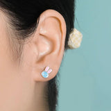 925 Silver Rabbit Charm Stud Earrings For Girls Birthday Gift