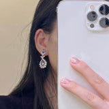 Sapphire CZ Long Earrings 925 Sterling Silver Vintage Dangle