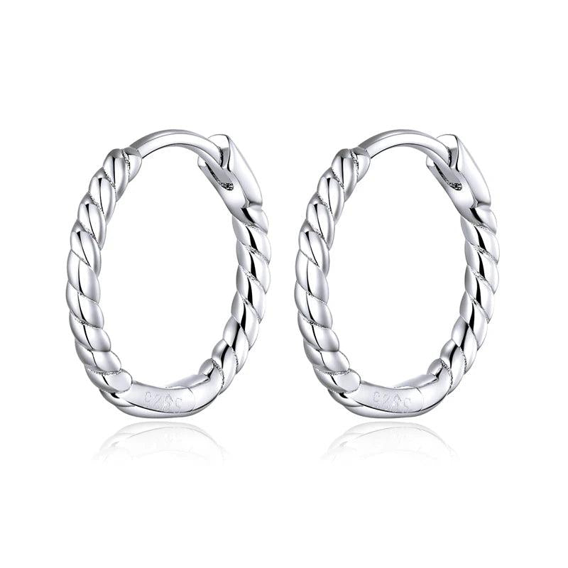 925 Sterling Silver Hoop Earrings Anti-allergy Weddings Jewelry