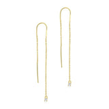 925 Silver Tassel Drop Earrings Zircon Charm Threaders