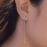 925 Silver Tassel Drop Earrings Zircon Charm Threaders