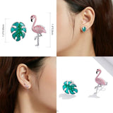 925 Silver Bee & Flamingo Asymmetrical Earrings for Women