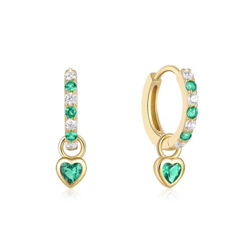 925 Silver Huggie Heart Hoop Earrings for Women