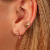 925 Silver Huggie Heart Hoop Earrings for Women