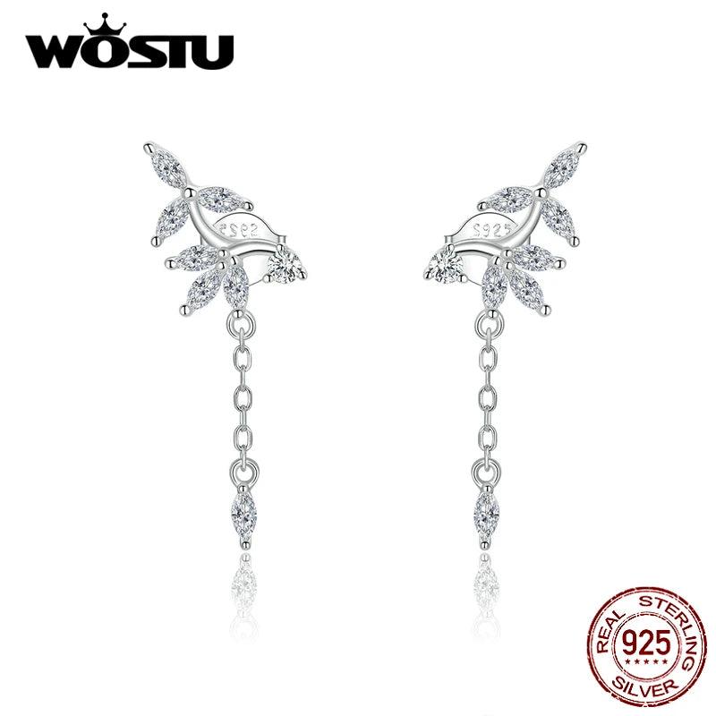 925 Silver Zircon Tassel Earrings Wedding Jewelry