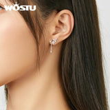 925 Silver Zircon Tassel Earrings Wedding Jewelry