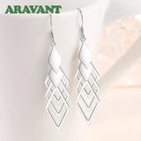 925 Silver Geometric Drop Earrings For Women