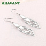 925 Silver Geometric Drop Earrings For Women