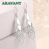925 Silver Geometric Drop Earrings For Women