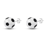 Football Soccer Ball Silver Stud Earrings for Women Girls